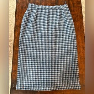 Vintage Harris Tweed Skirt in Blues Palette, Sold by Thomas Farthing, Size 14